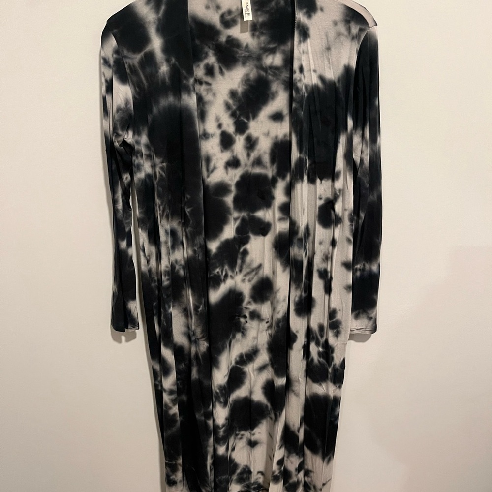 Black and White Tie-Dye long Cardigan